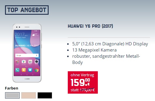 Mobilcom Debitel Huawei Y6 Pro 2017 Ohne Vertrag Für 159 Euro