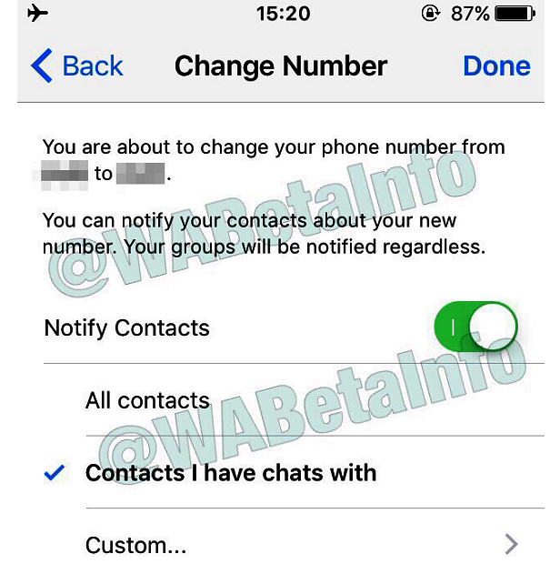WhatsApp Nummer ändern Bild WABetaInfo über Twitter