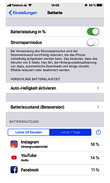 iPhone Akku-Übersicht Bild Techbook.de